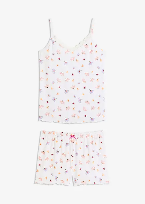 Pyjamas med shorts, ribbat material, bonprix