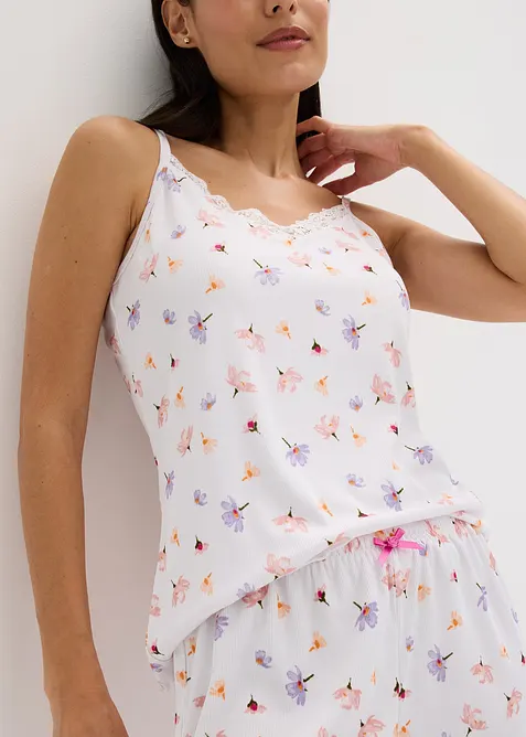 Pyjamas med shorts, ribbat material, bonprix