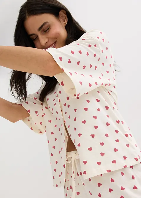 Pyjamas med shorts, slubbeffekter, oversized, bonprix