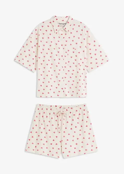 Pyjamas med shorts, slubbeffekter, oversized, bonprix