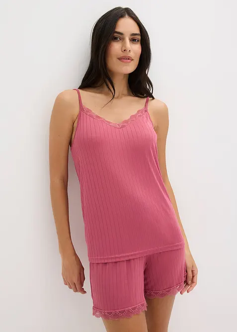 Pyjamas med shorts av mjuk pointelle-jersey, bonprix