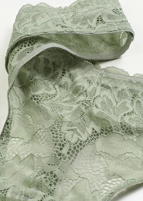 Stringtrosa med V-formad kant och blommönstrad spets, bonprix