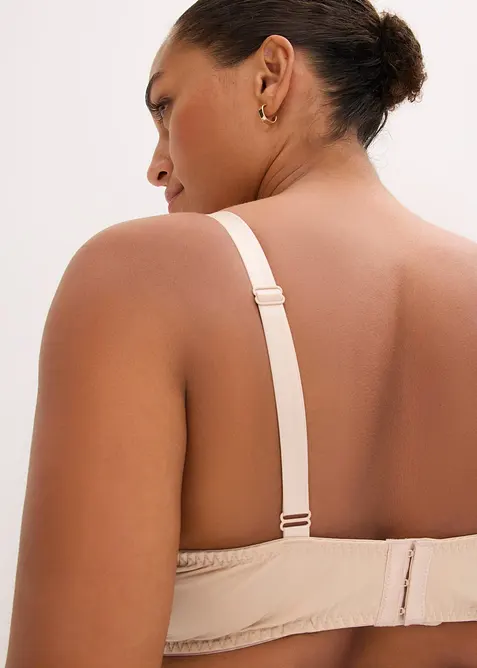 BH med formpressade kupor och blommönstrat broderi, bonprix