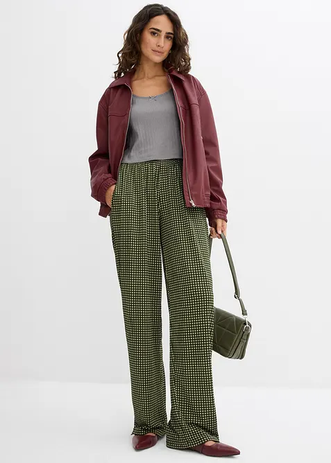 Jerseybyxa av kräpp med struktur, bonprix