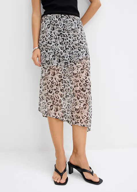 Mellanlång kjol i fin chiffong, bonprix