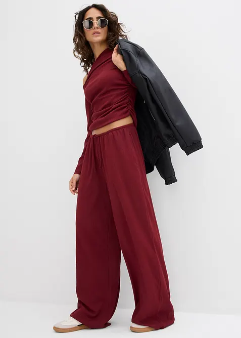 Byxa i dra på-modell av kräpp med struktur, bonprix