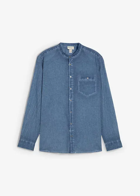 Långärmad skjorta med tvättade effekter, bonprix