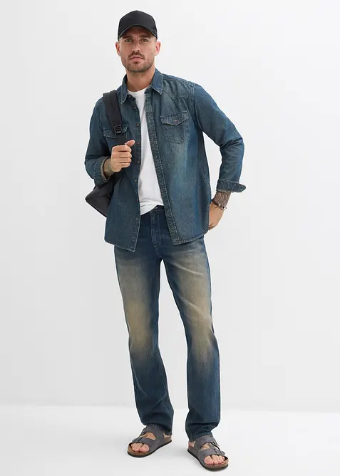 Jeansskjorta i ren bomull, bonprix