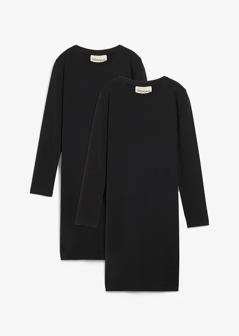 Jerseyklänning av elastisk bomullsmix (2-pack), bonprix