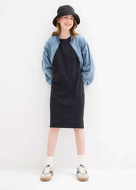 Jerseyklänning av elastisk bomullsmix (2-pack), bonprix