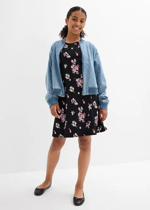 Jerseyklänning av elastisk bomullsmix, bonprix