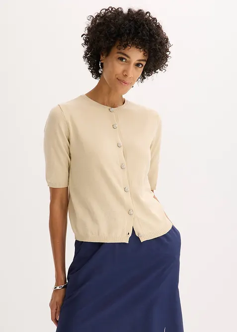 Finstickad cardigan i viskosmix, bonprix