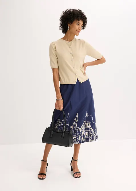 Finstickad cardigan i viskosmix, bonprix