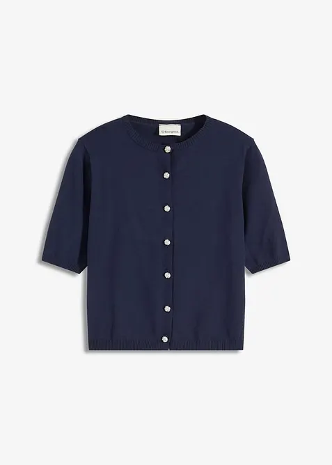 Finstickad cardigan i viskosmix, bonprix