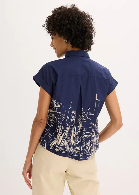 Oversized, kortärmad blus i bomullspoplin, bonprix