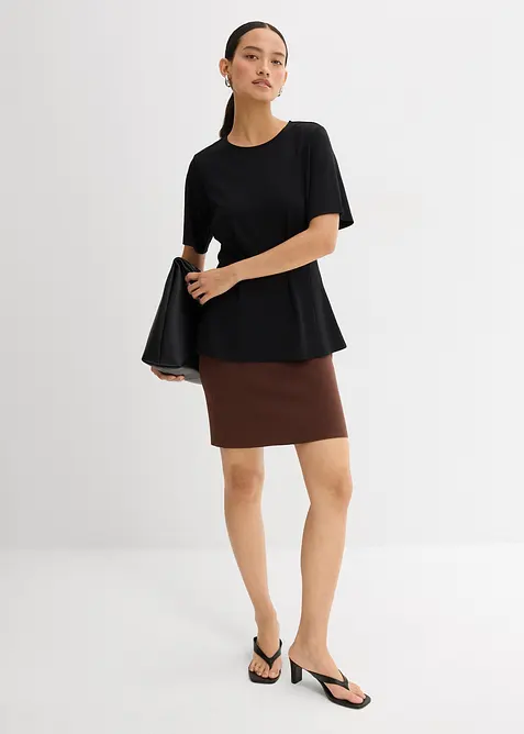 Stickad kjol av viskosmix, bonprix