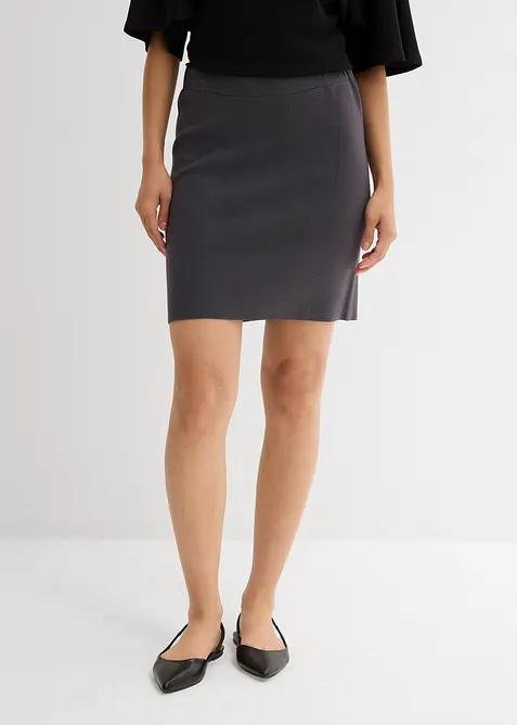 Stickad kjol av viskosmix, bonprix