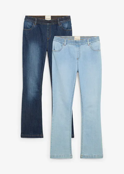 Dra-på jeans Mid Waist (2-pack), bonprix
