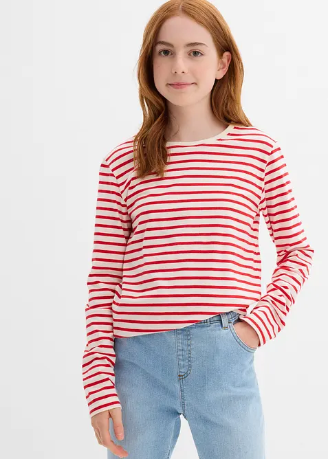 Långärmad tröja i ren ekologisk bomull (3-pack), bonprix