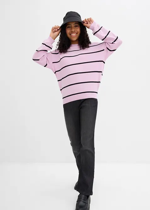 Finstickad tröja i viskosmix, bonprix