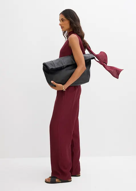 Dra på-byxa av viskosmaterial med struktur, bonprix