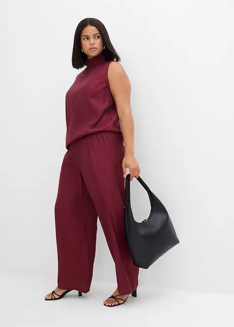 Dra på-byxa av viskosmaterial med struktur, bonprix