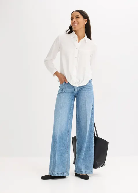 Blus med omlottdetalj av material med struktur, bonprix