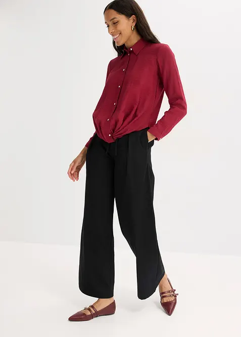 Blus med omlottdetalj av material med struktur, bonprix