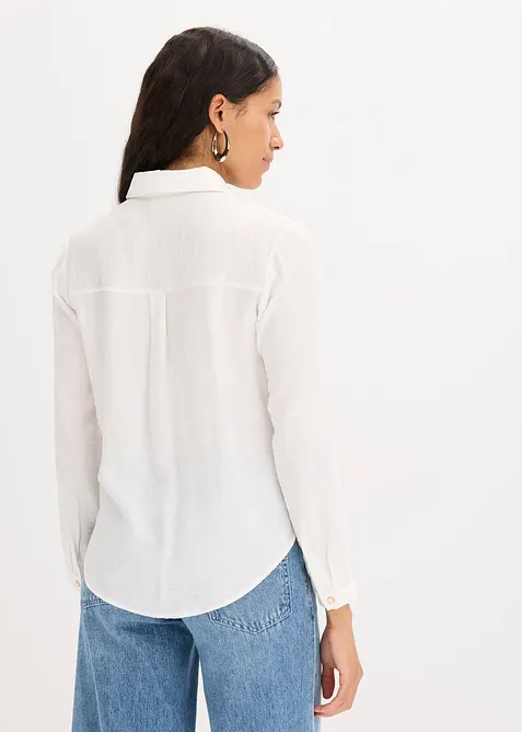 Blus med omlottdetalj av material med struktur, bonprix