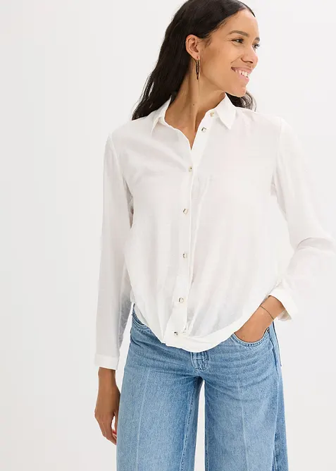 Blus med omlottdetalj av material med struktur, bonprix
