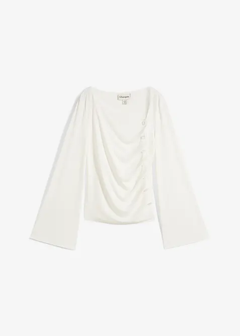 Långärmad topp i ribbat material, bonprix