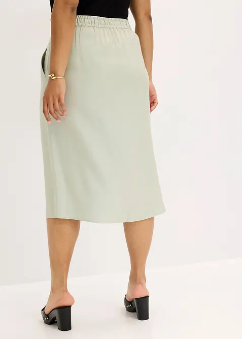 Midikjol av glansig satin, bonprix