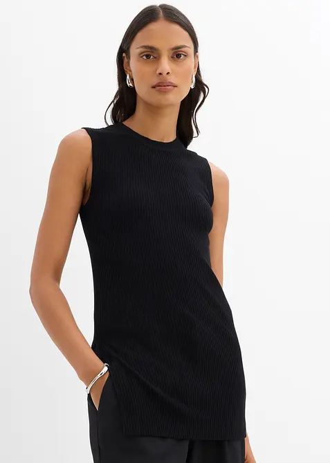 Stickad topp av viskosmix, bonprix