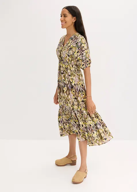 Mellanlång klänning av viskos med mjukt fall, bonprix