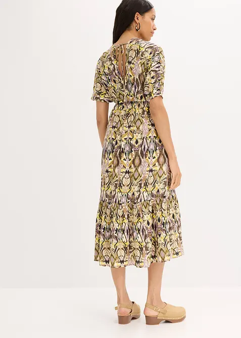 Mellanlång klänning av viskos med mjukt fall, bonprix