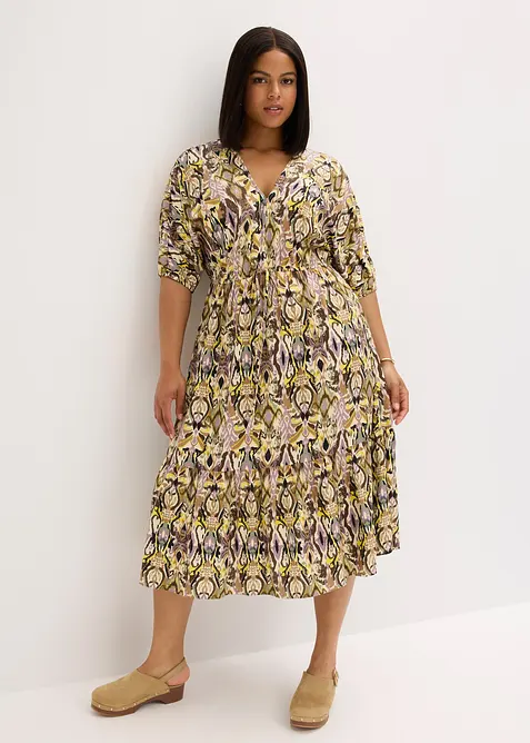 Mellanlång klänning av viskos med mjukt fall, bonprix