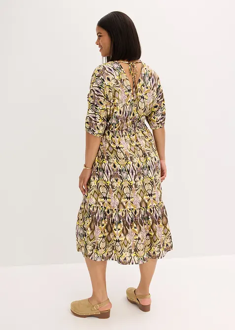 Mellanlång klänning av viskos med mjukt fall, bonprix