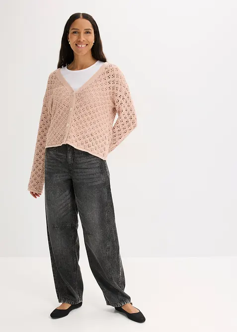 Hålmönstrad cardigan, bonprix
