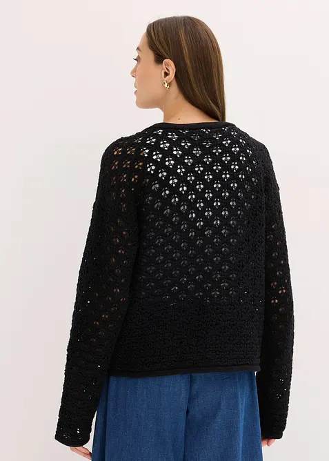 Hålmönstrad cardigan, bonprix