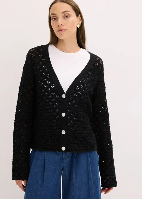 Hålmönstrad cardigan, bonprix