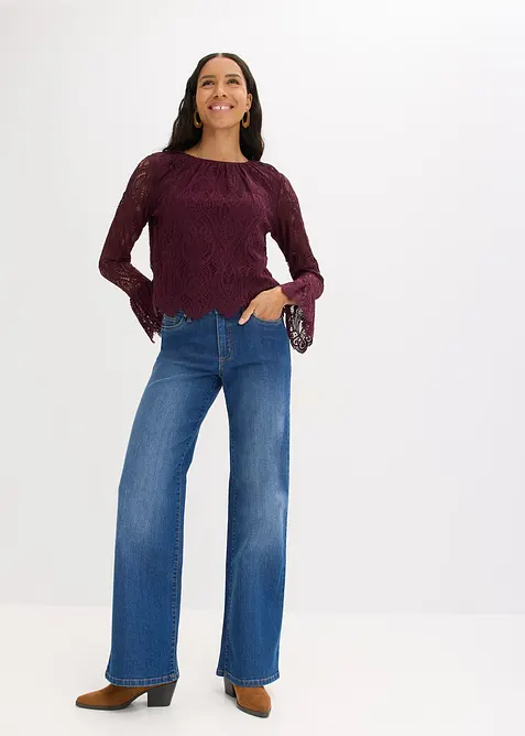 Spetsblus med volanger, bonprix