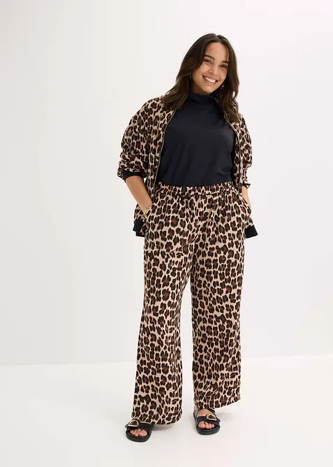 Palazzobyxa av satin med mjukt fall, bonprix