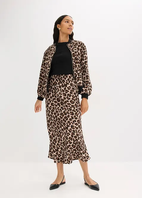 Midikjol av satin med mjukt fall, bonprix