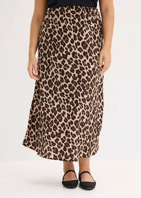 Midikjol av satin med mjukt fall, bonprix