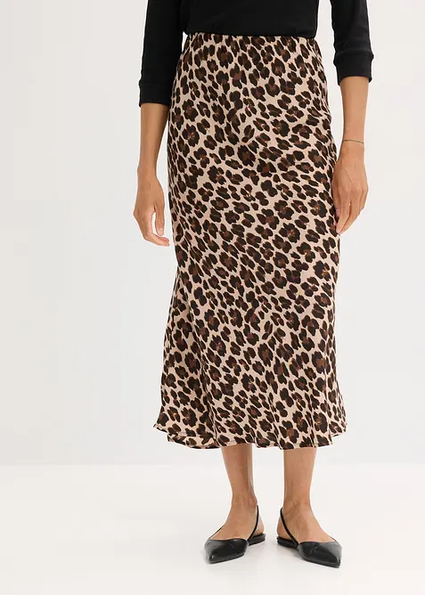 Midikjol av satin med mjukt fall, bonprix