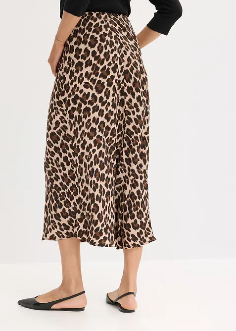 Midikjol av satin med mjukt fall, bonprix