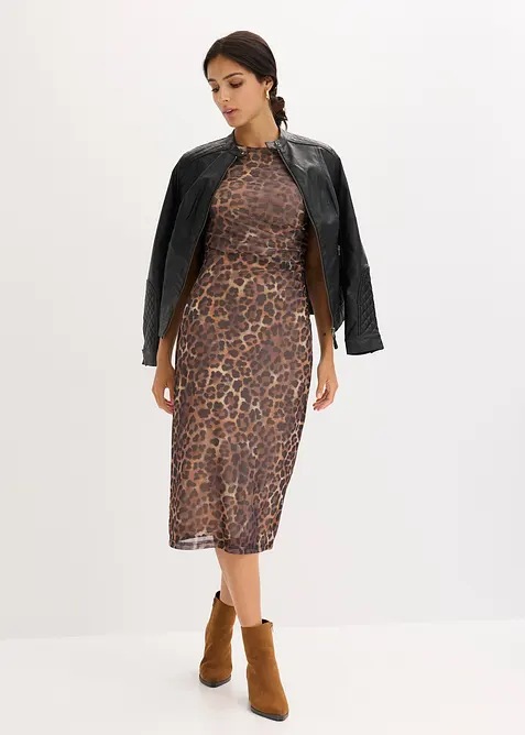 Midiklänning av mjuk mesh, bonprix