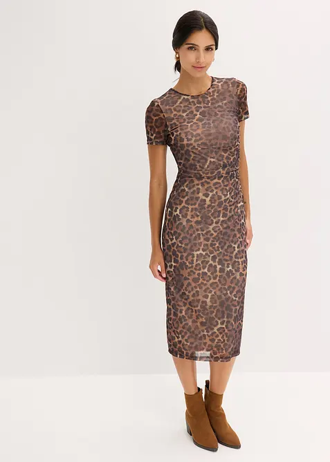 Midiklänning av mjuk mesh, bonprix