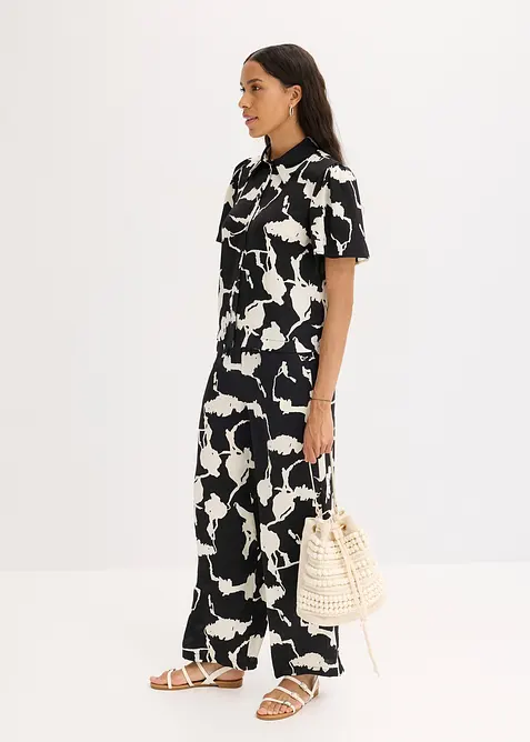 Blus av böljande satin, bonprix