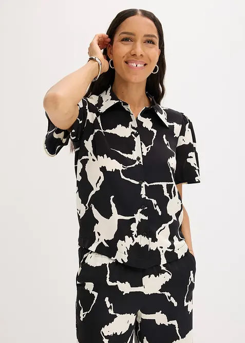 Blus av böljande satin, bonprix